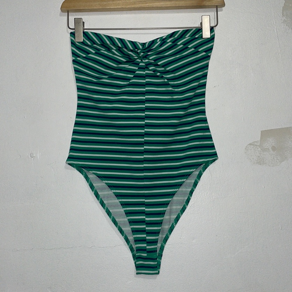 Size S Women’s Forever 21 Green Striped Strapless Bodysuit